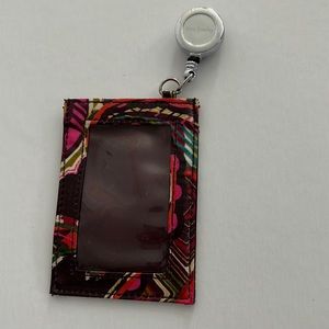 Vera Bradley retractable ID holder with clip